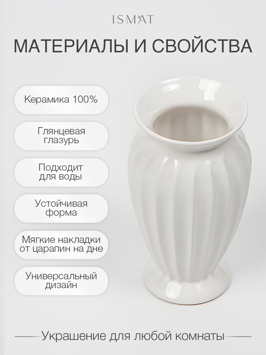 Ваза керамическая интерьерная белая