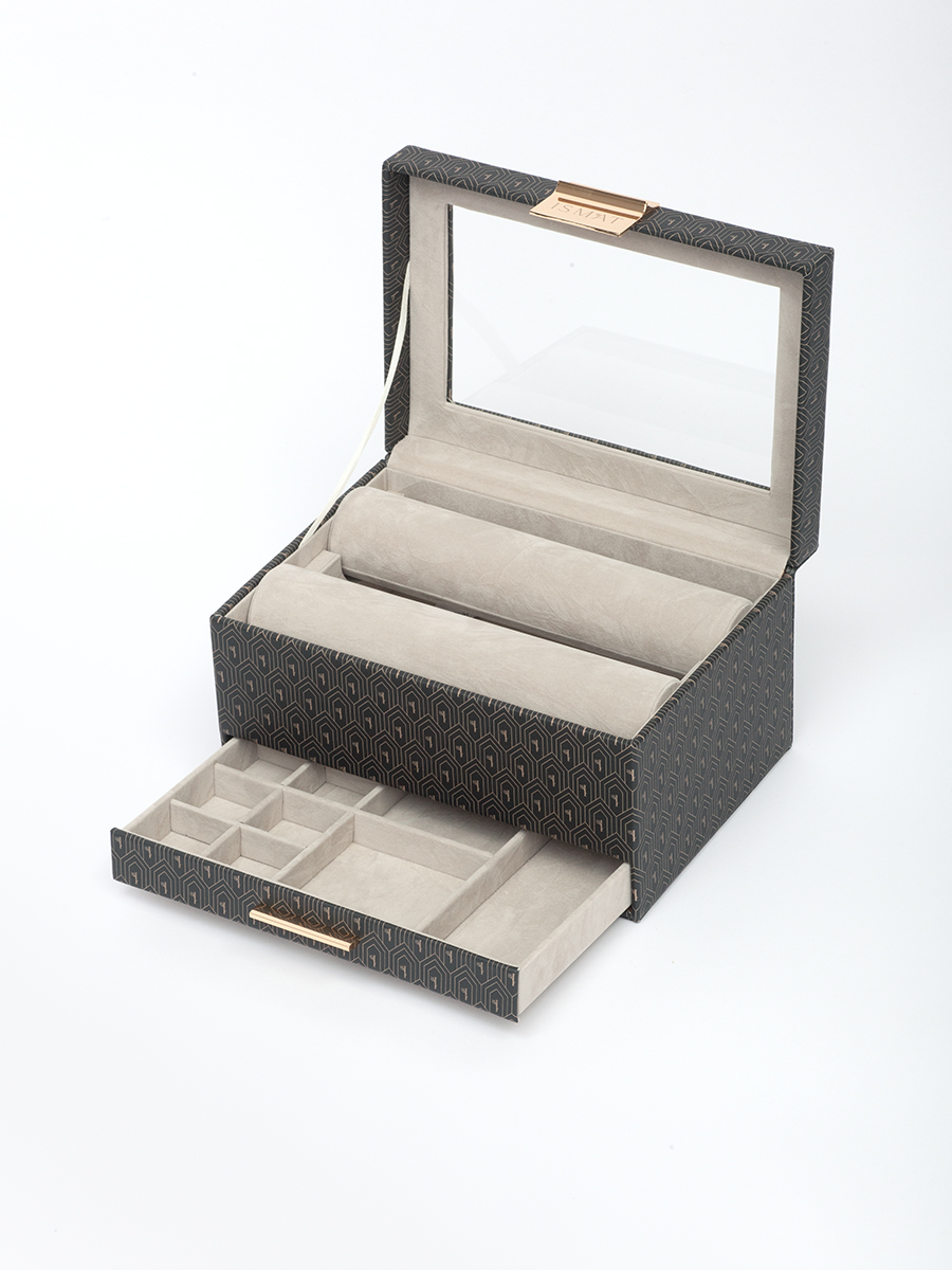 Шкатулка для украшений и часов со съемными валиками ISMAT коричневая