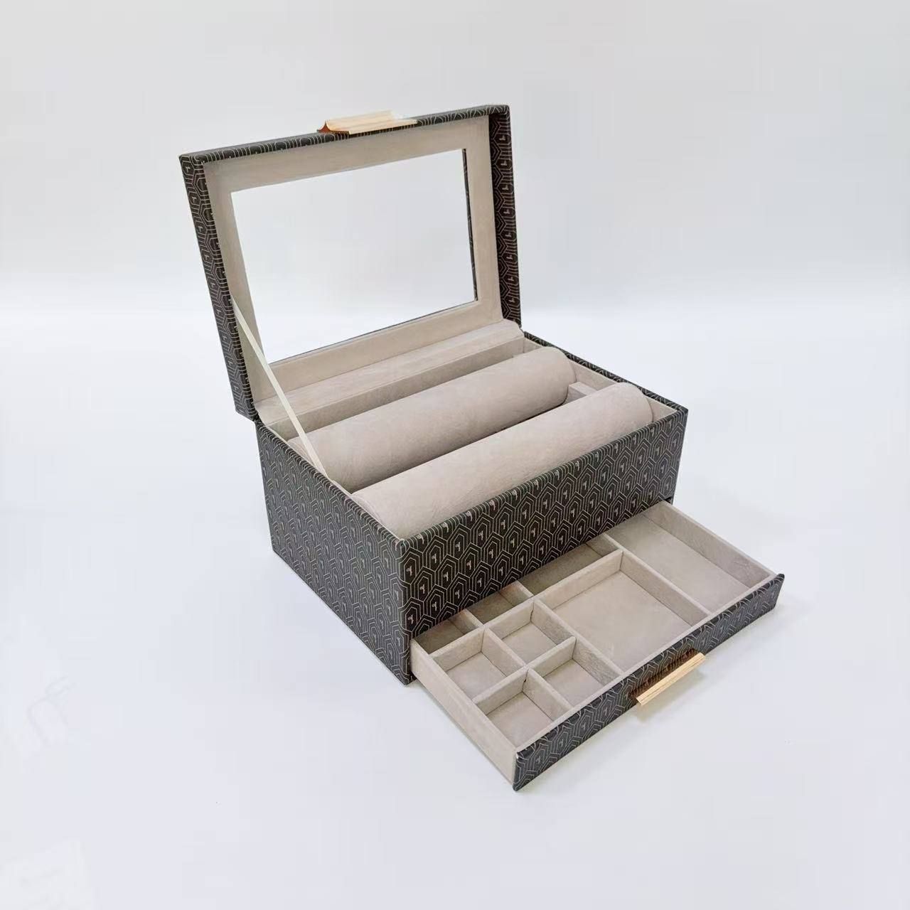 Шкатулка для украшений и часов со съемными валиками ISMAT коричневая